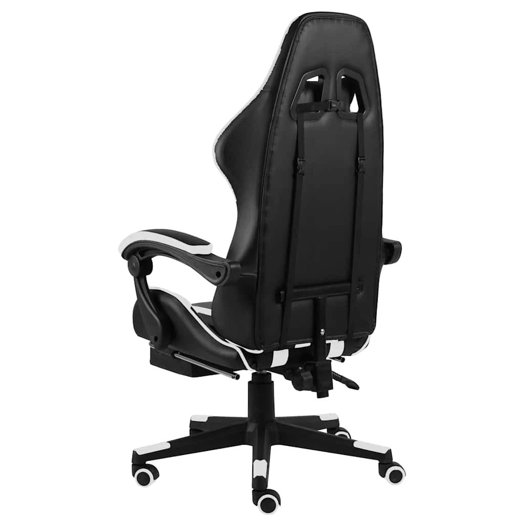Fauteuil de jeux vidéo et repose-pied 62 x 69 x 130 cm blanc similicuir – vue de côté