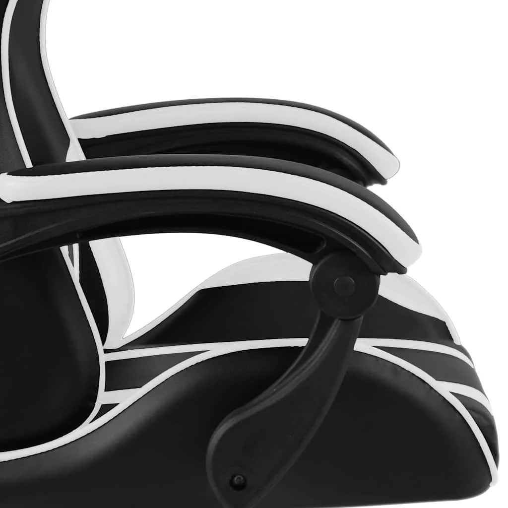 Fauteuil de jeux vidéo et repose-pied 62 x 69 x 130 cm blanc similicuir – vue de détail
