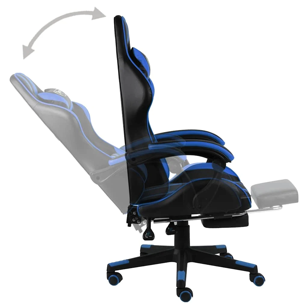 Fauteuil de jeux vidéo avec repose-pied 62 x 69 x 130 cm bleu similicuir – vue en situation