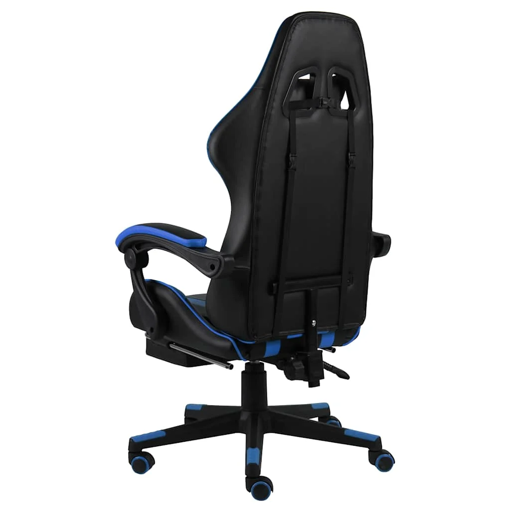 Fauteuil de jeux vidéo avec repose-pied 62 x 69 x 130 cm bleu similicuir – vue de côté
