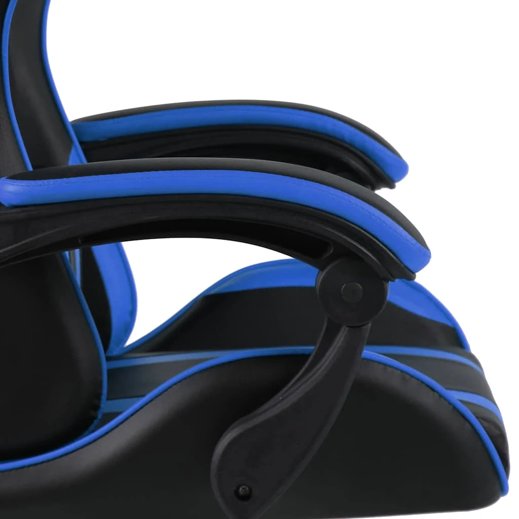 Fauteuil de jeux vidéo avec repose-pied 62 x 69 x 130 cm bleu similicuir – vue de détail