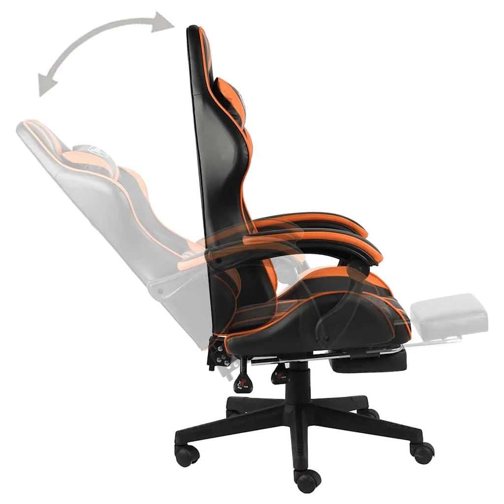 Fauteuil de jeux vidéo et repose-pied 62 x 69 x 130 cm orange similicuir – vue en situation