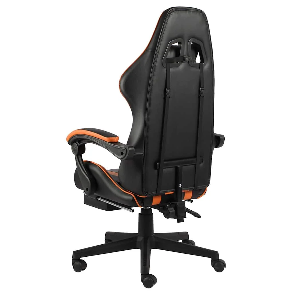 Fauteuil de jeux vidéo et repose-pied 62 x 69 x 130 cm orange similicuir – vue de côté