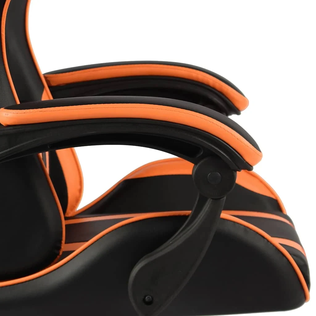 Fauteuil de jeux vidéo et repose-pied 62 x 69 x 130 cm orange similicuir – vue de détail