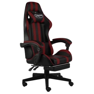 Fauteuil de jeux vidéo et repose-pied 62 x 69 x 130 cm rouge bordeaux similicuir – vue d’ensemble