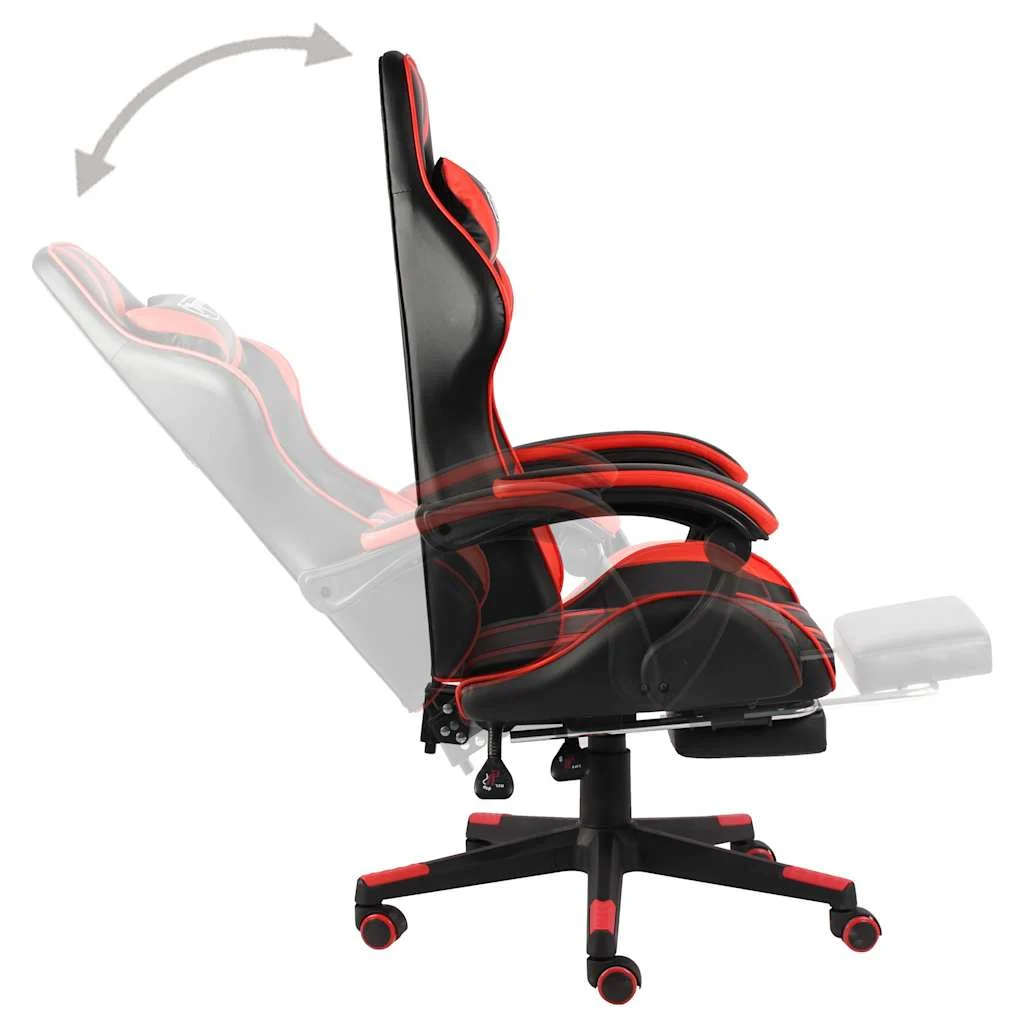 Fauteuil de jeux vidéo et repose-pied 62 x 69 x 130 cm rouge similicuir – vue en situation