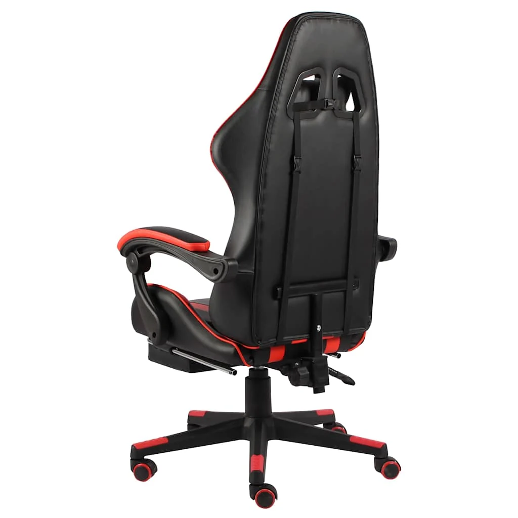 Fauteuil de jeux vidéo et repose-pied 62 x 69 x 130 cm rouge similicuir – vue de côté