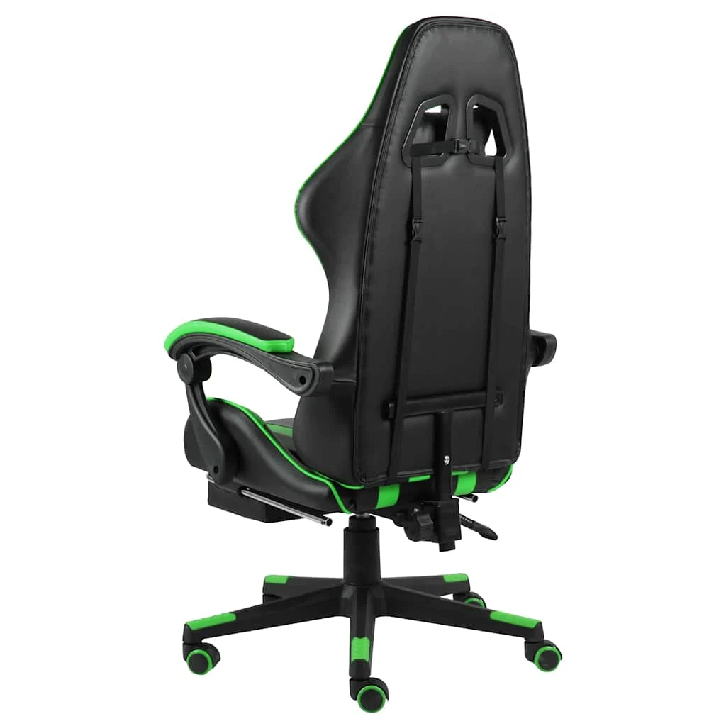 Fauteuil de jeux vidéo avec repose-pied 62 x 69 x 130 cm vert similicuir – vue de côté