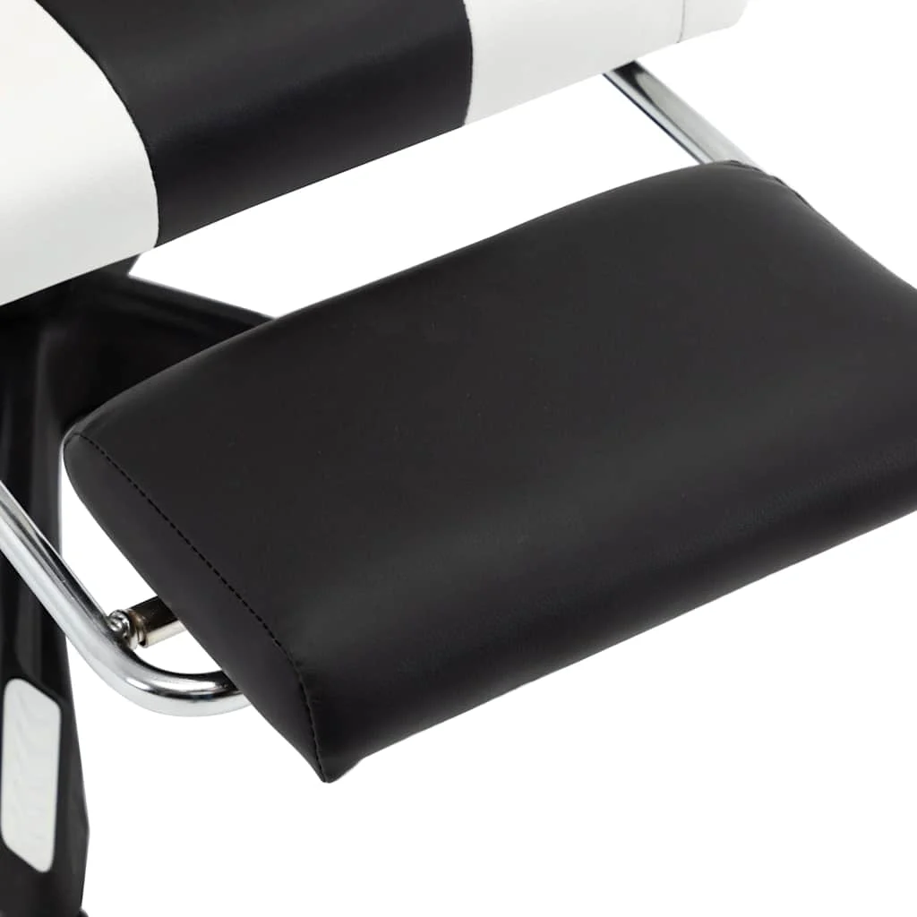 Fauteuil de jeux vidéo et repose-pied 64 x 65 x 119 cm blanc et noir similicuir – vue en situation