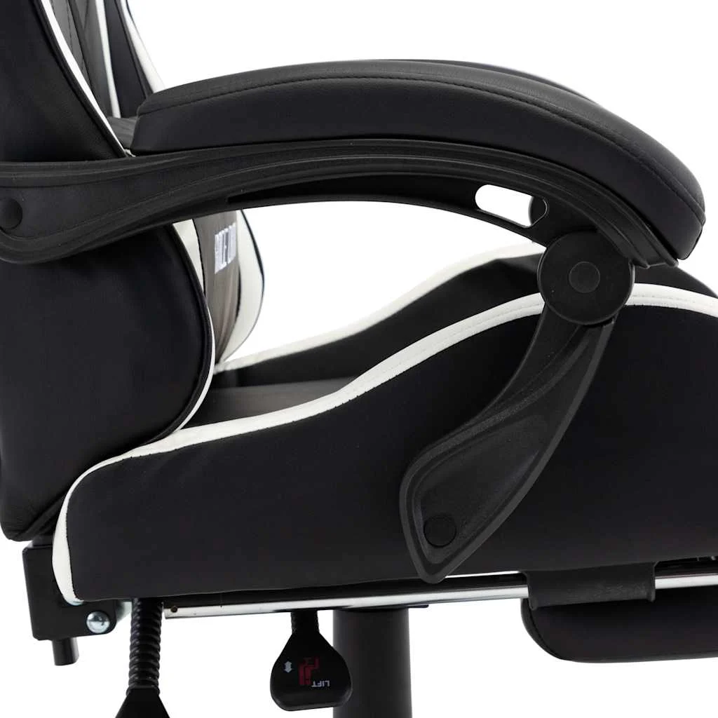Fauteuil de jeux vidéo et repose-pied 64 x 65 x 119 cm blanc et noir similicuir – vue de dessus