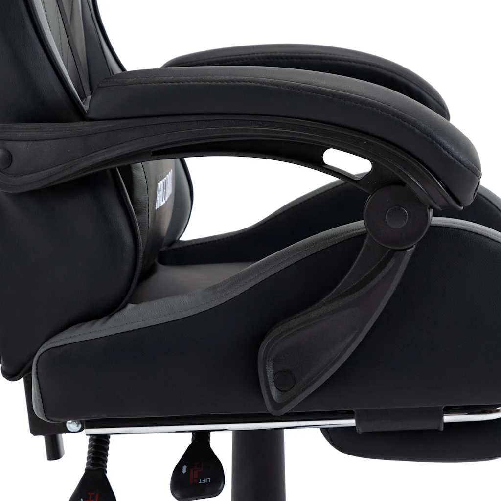 Fauteuil de jeux vidéo avec repose-pied 64 x 65 x 119 cm gris et noir similicuir – vue en situation