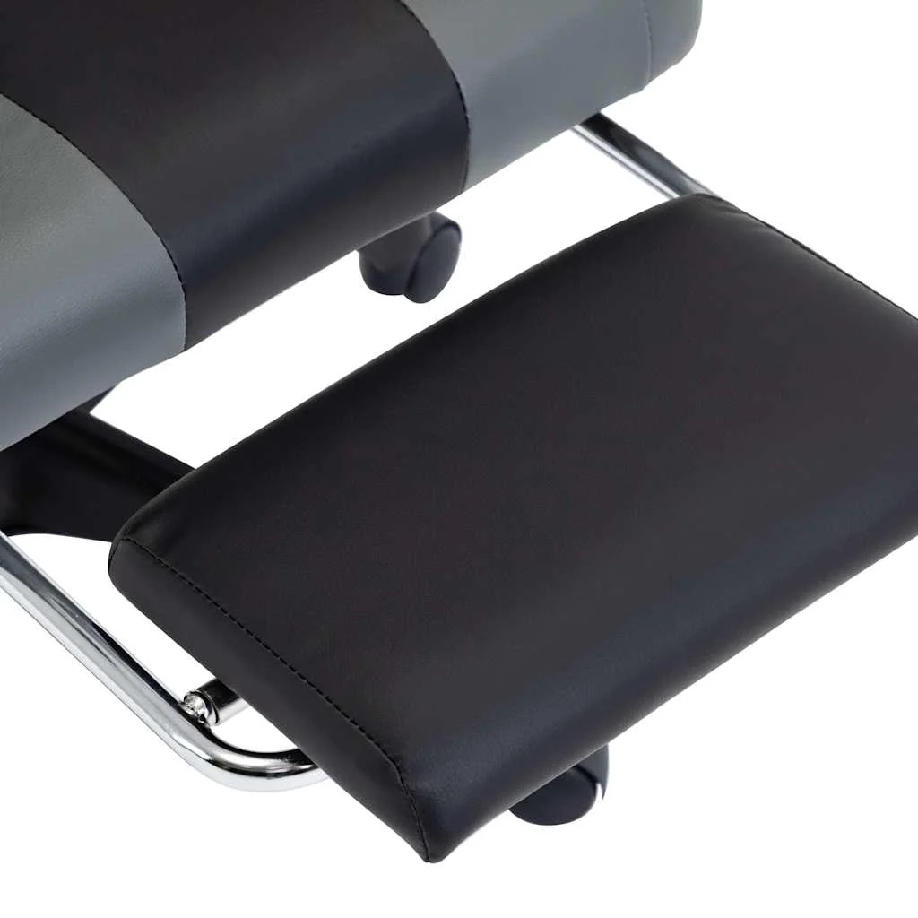 Fauteuil de jeux vidéo avec repose-pied 64 x 65 x 119 cm gris et noir similicuir – vue de dessus