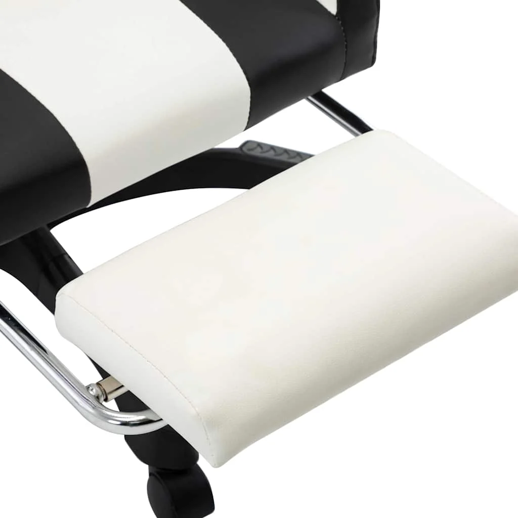Fauteuil de jeux vidéo et repose-pied 64 x 65 x 119 cm noir et blanc similicuir – vue en situation