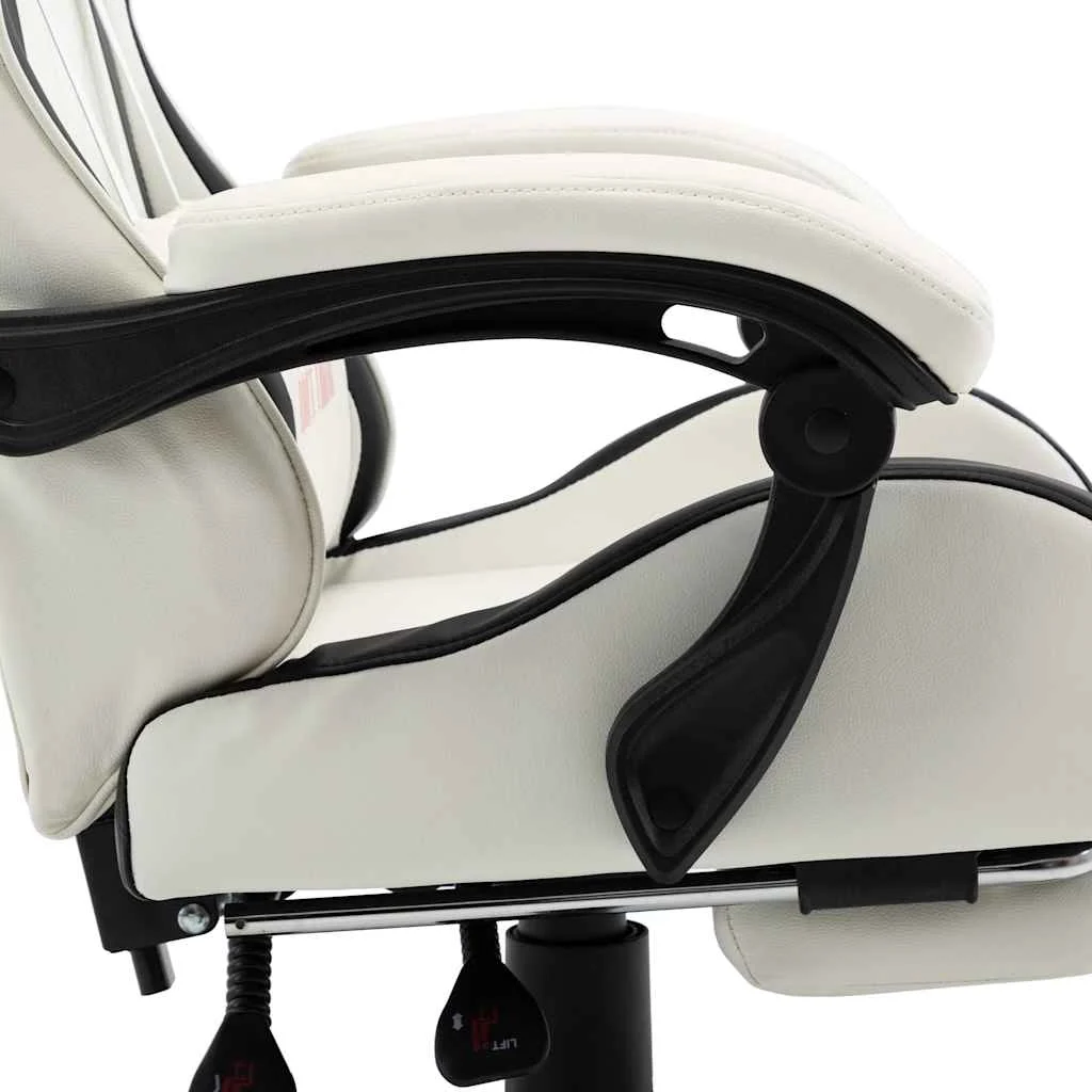Fauteuil de jeux vidéo et repose-pied 64 x 65 x 119 cm noir et blanc similicuir – vue de dessus