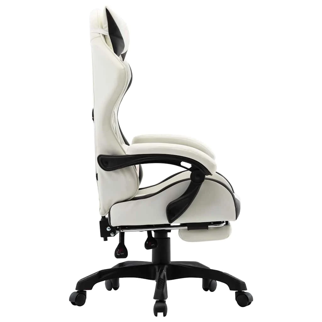 Fauteuil de jeux vidéo et repose-pied 64 x 65 x 119 cm noir et blanc similicuir – vue de côté