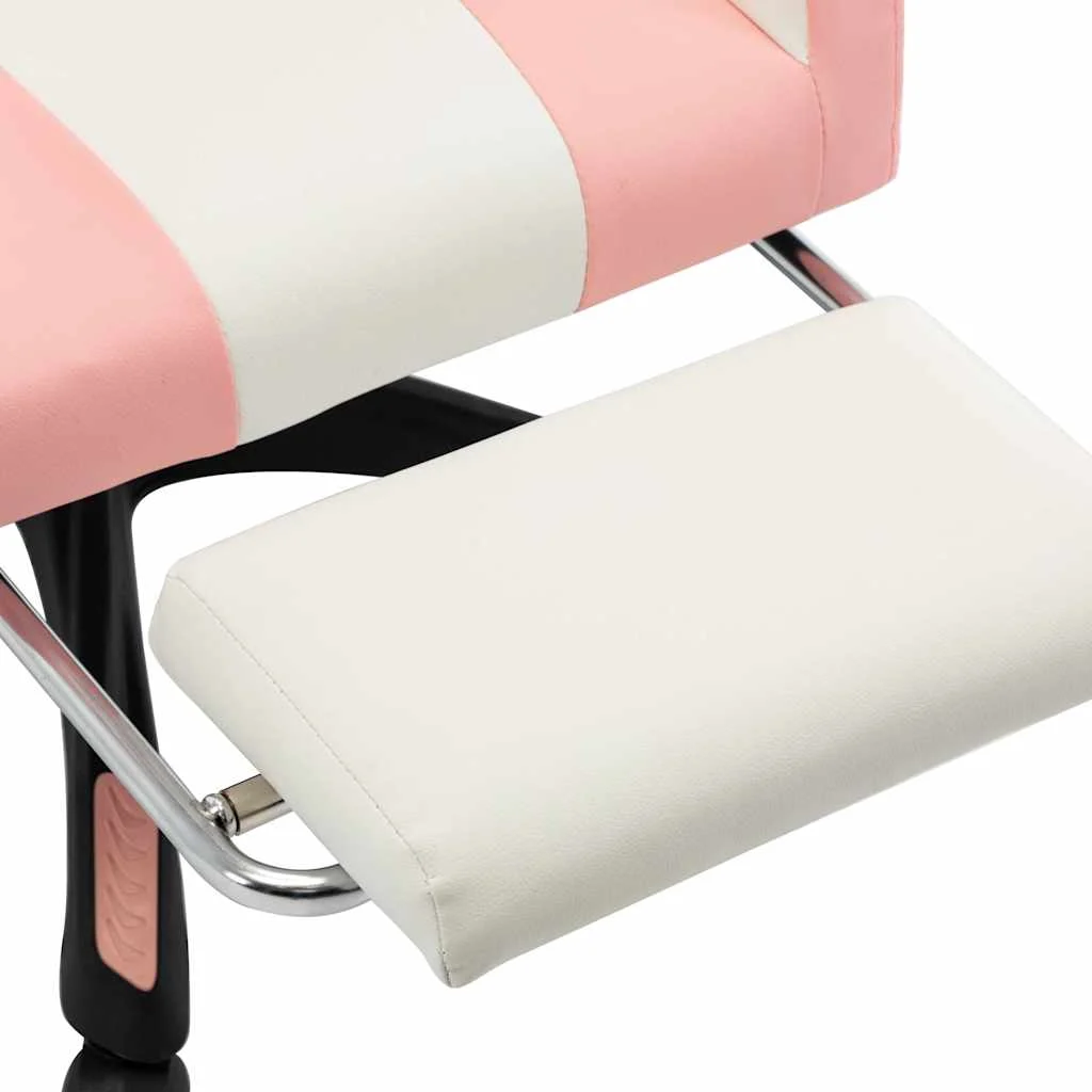 Fauteuil de jeux vidéo et repose-pied 64 x 65 x 119 cm rose et blanc similicuir – vue en situation