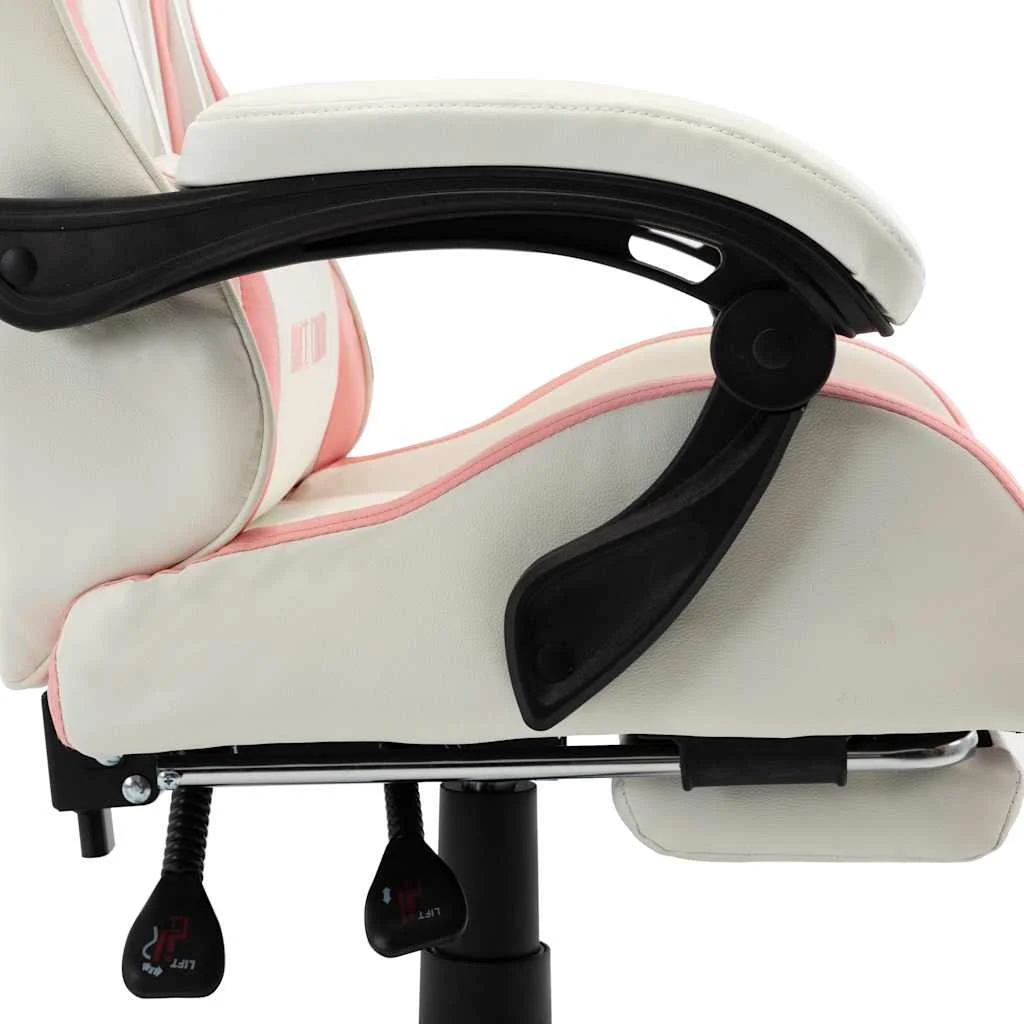 Fauteuil de jeux vidéo et repose-pied 64 x 65 x 119 cm rose et blanc similicuir – vue de dessus
