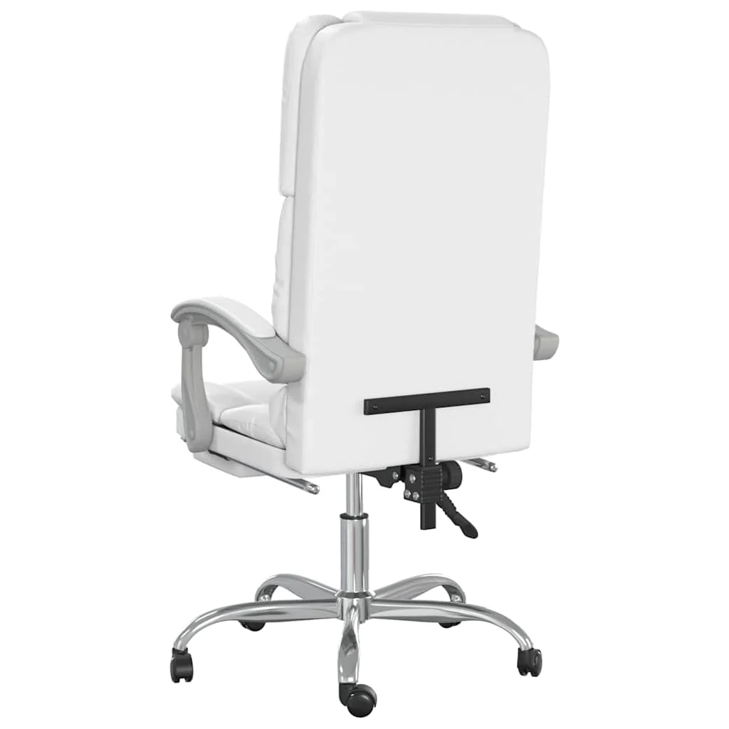 Fauteuil de massage inclinable de bureau 63 x 56 x 120 cm blanc similicuir – vue en situation