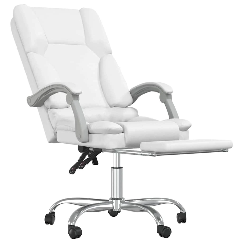 Fauteuil de massage inclinable de bureau 63 x 56 x 120 cm blanc similicuir – vue de dessus
