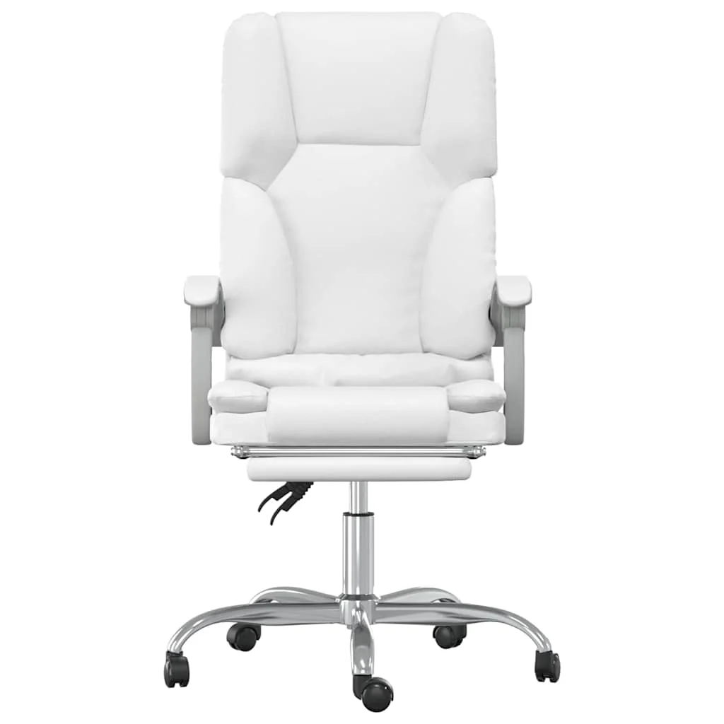 Fauteuil de massage inclinable de bureau 63 x 56 x 120 cm blanc similicuir – vue de côté