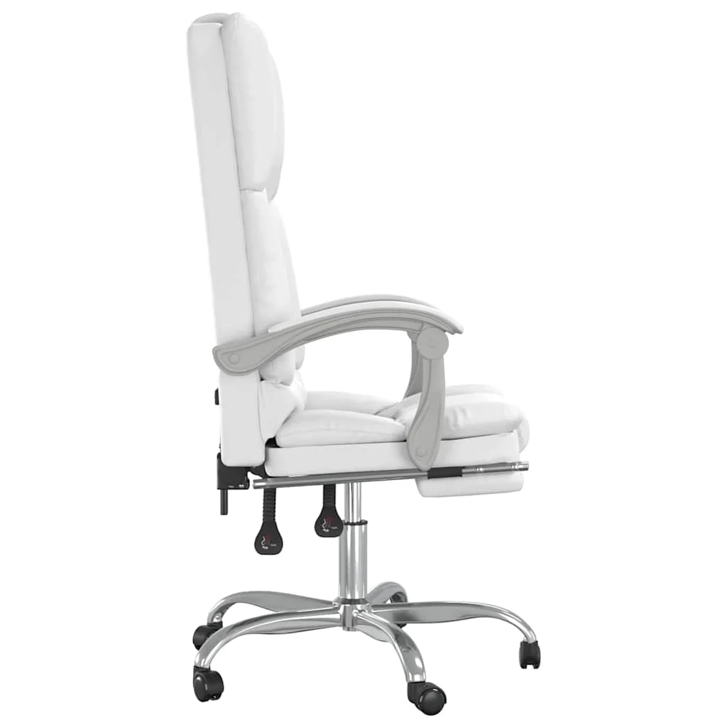 Fauteuil de massage inclinable de bureau 63 x 56 x 120 cm blanc similicuir – vue de détail