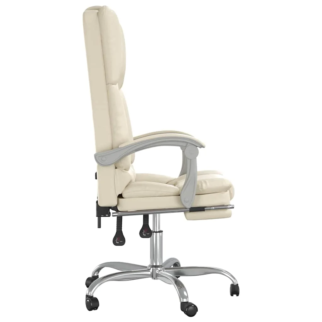 Fauteuil de massage inclinable de bureau 63 x 56 x 120 cm crème similicuir – vue de dessus