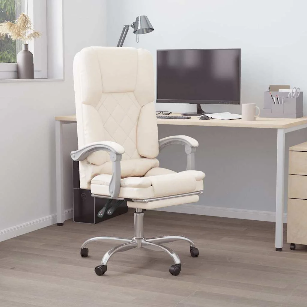 Fauteuil de massage inclinable de bureau 63 x 56 x 120 cm crème similicuir – modèle 2 – vue d’ensemble