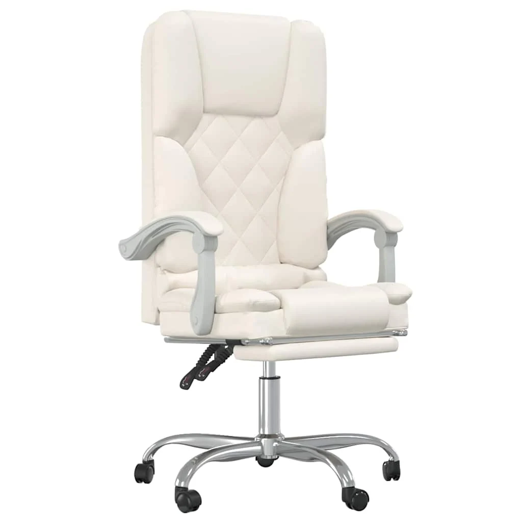 Fauteuil de massage inclinable de bureau 63 x 56 x 120 cm crème similicuir – modèle 2 – vue de face