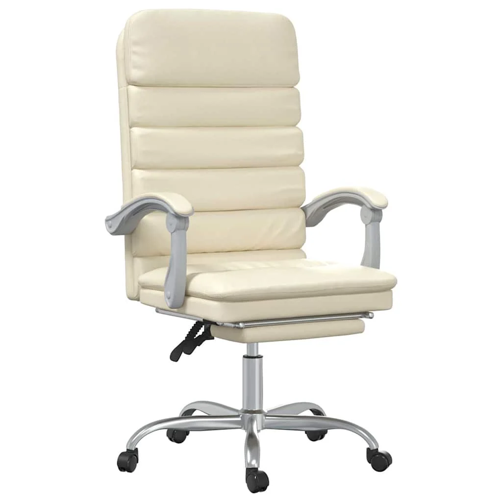 Fauteuil de massage inclinable de bureau 63 x 56 x 120 cm crème similicuir – modèle 3 – vue de face
