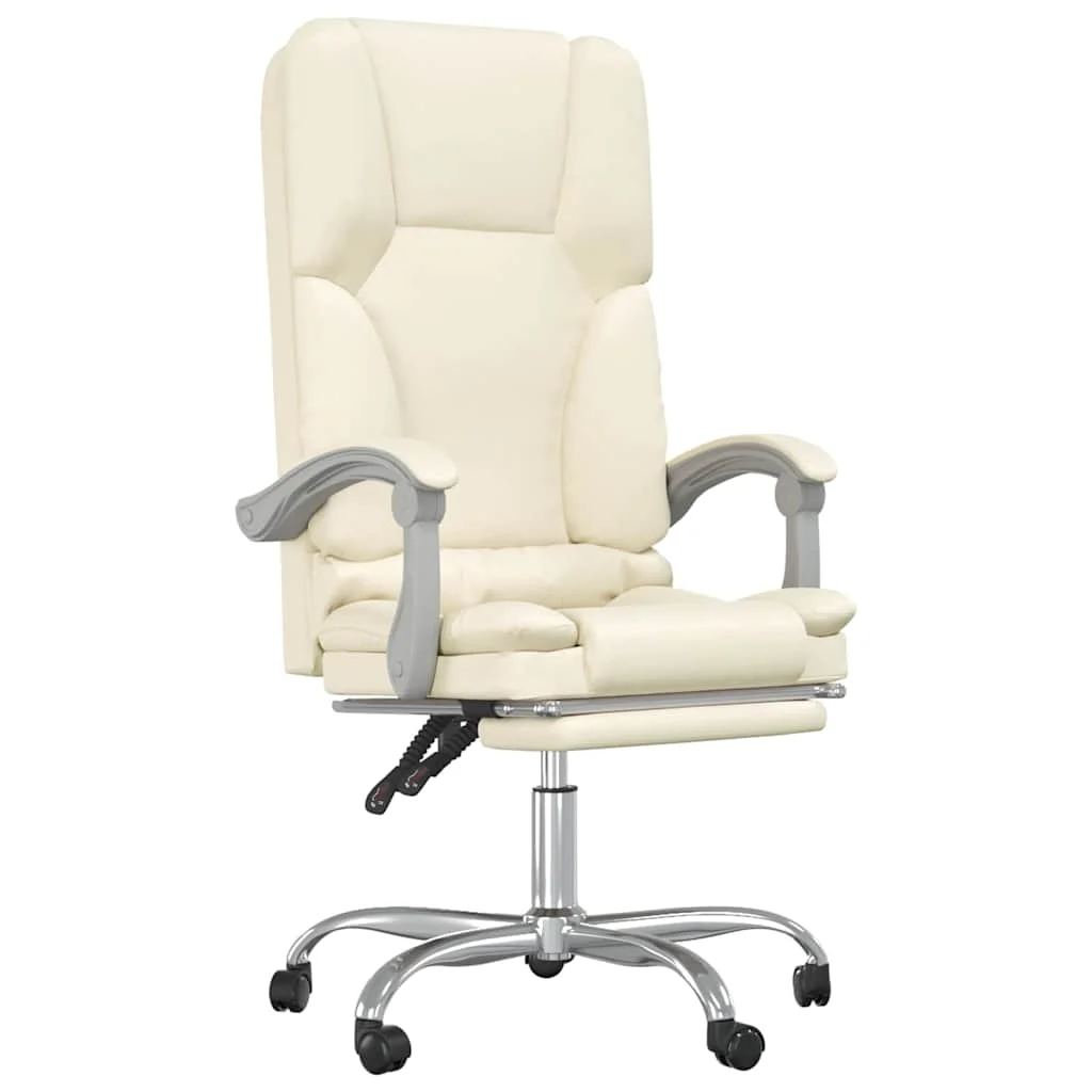 Fauteuil de massage inclinable de bureau 63 x 56 x 120 cm crème similicuir – vue de face
