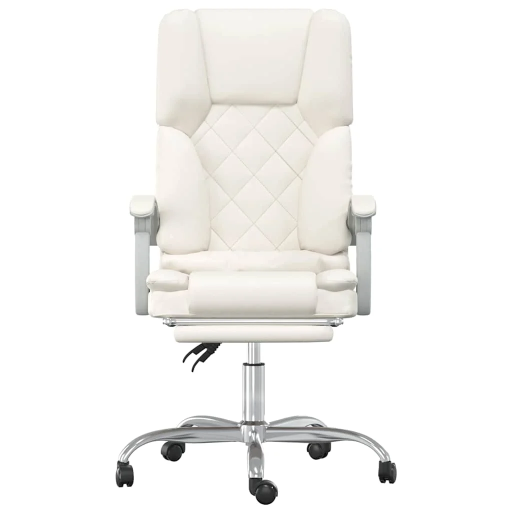 Fauteuil de massage inclinable de bureau 63 x 56 x 120 cm crème similicuir – modèle 2 – vue de côté