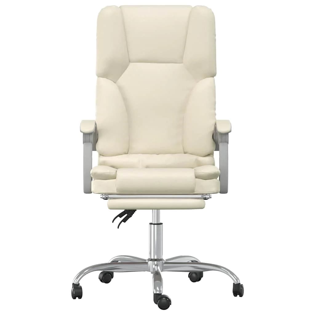 Fauteuil de massage inclinable de bureau 63 x 56 x 120 cm crème similicuir – vue de côté