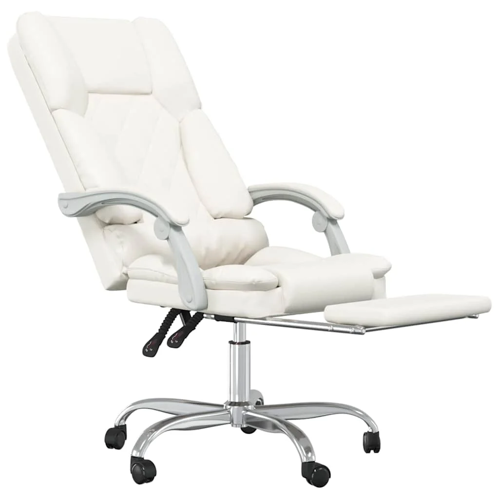 Fauteuil de massage inclinable de bureau 63 x 56 x 120 cm crème similicuir – modèle 2 – vue de détail
