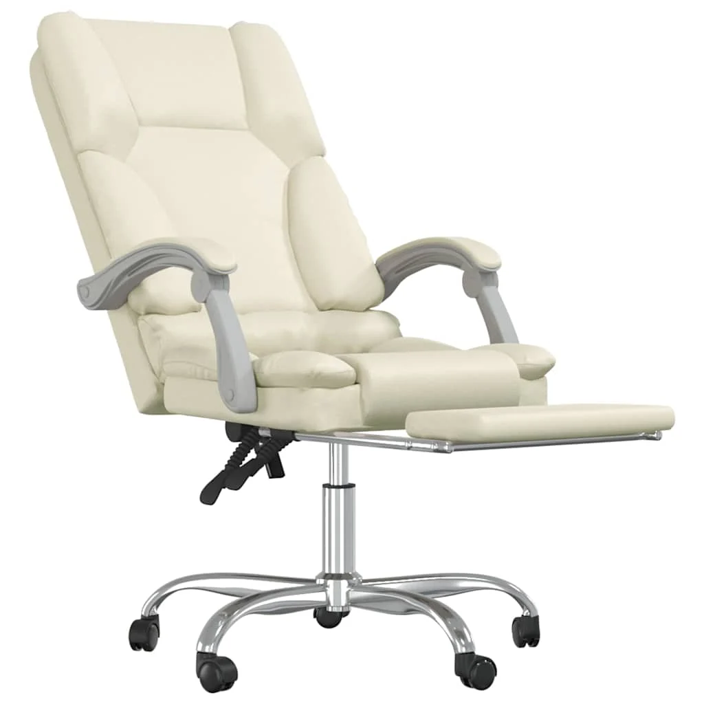 Fauteuil de massage inclinable de bureau 63 x 56 x 120 cm crème similicuir – vue de détail