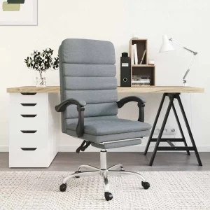 Fauteuil de massage inclinable de bureau 63 x 56 x 120 cm gris clair tissu – modèle 3 – vue d’ensemble