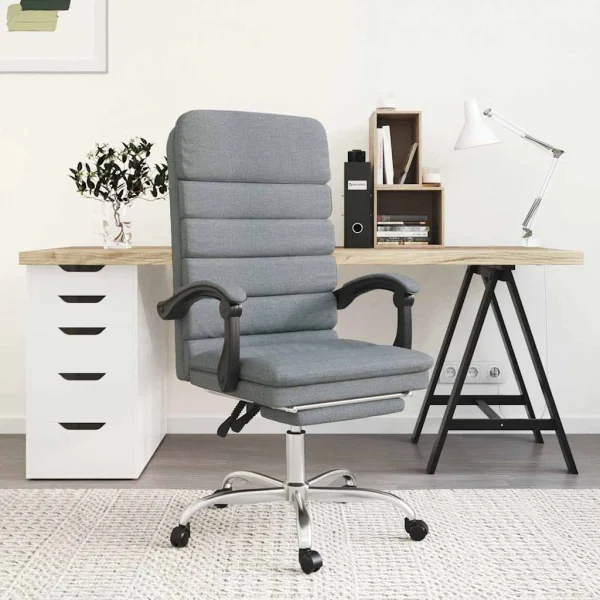 Fauteuil de massage inclinable de bureau 63 x 56 x 120 cm gris clair tissu – modèle 3 – vue d’ensemble