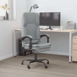 Fauteuil de massage inclinable de bureau 63 x 56 x 120 cm gris clair tissu – modèle 4 – vue d’ensemble