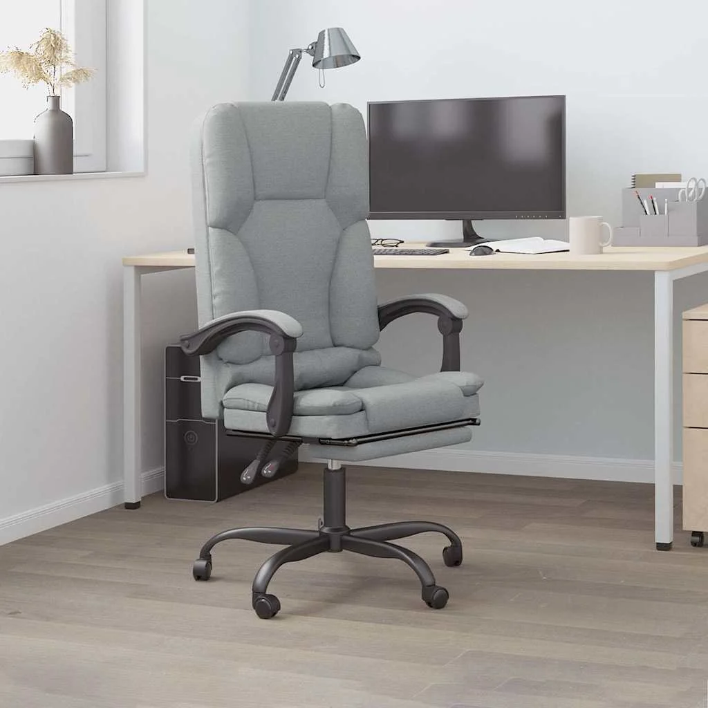 Fauteuil de massage inclinable de bureau 63 x 56 x 120 cm gris clair tissu – vue d’ensemble
