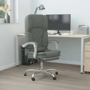 Fauteuil de massage inclinable de bureau 63 x 56 x 120 cm gris foncé tissu – modèle 2 – vue d’ensemble