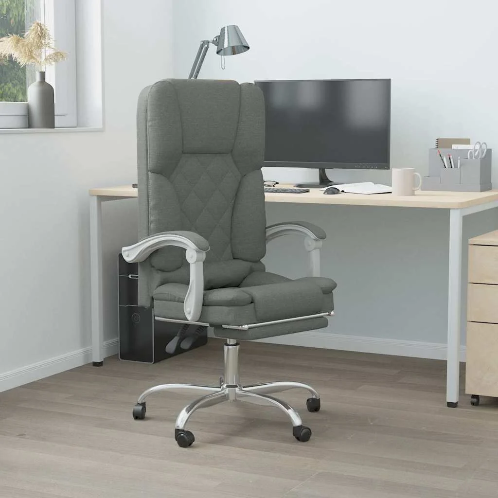 Fauteuil de massage inclinable de bureau 63 x 56 x 120 cm gris foncé tissu – modèle 2 – vue d’ensemble