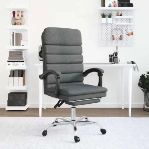 Fauteuil de massage inclinable de bureau 63 x 56 x 120 cm gris foncé tissu – modèle 3 – vue d’ensemble