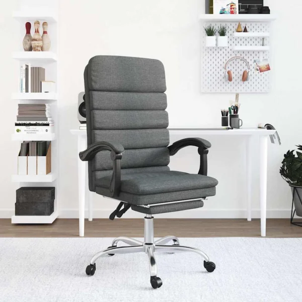 Fauteuil de massage inclinable de bureau 63 x 56 x 120 cm gris foncé tissu – modèle 3 – vue d’ensemble