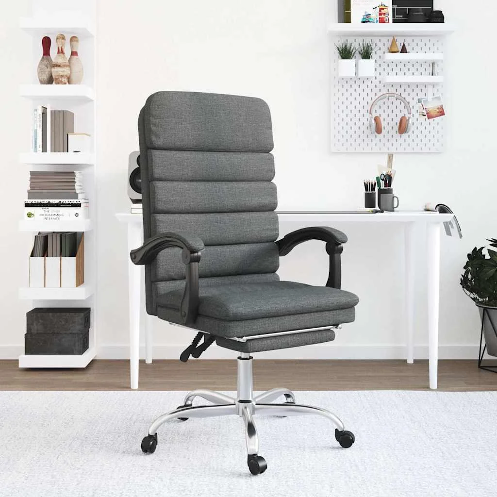 Fauteuil de massage inclinable de bureau 63 x 56 x 120 cm gris foncé tissu – modèle 3 – vue d’ensemble