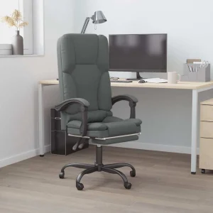 Fauteuil de massage inclinable de bureau 63 x 56 x 120 cm gris foncé tissu – modèle 4 – vue d’ensemble
