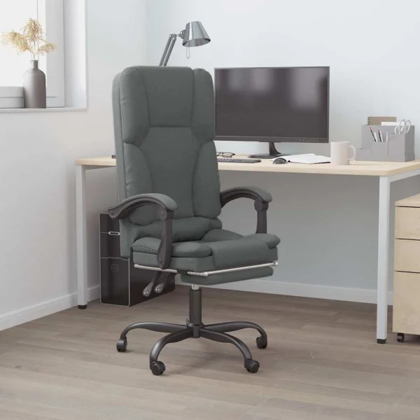 Fauteuil de massage inclinable de bureau 63 x 56 x 120 cm gris foncé tissu – modèle 4 – vue d’ensemble