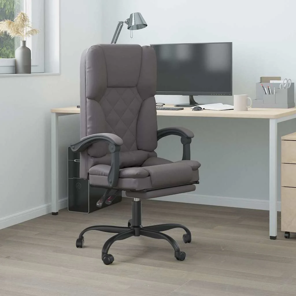Fauteuil de massage inclinable de bureau 63 x 56 x 120 cm gris similicuir – modèle 2 – vue d’ensemble