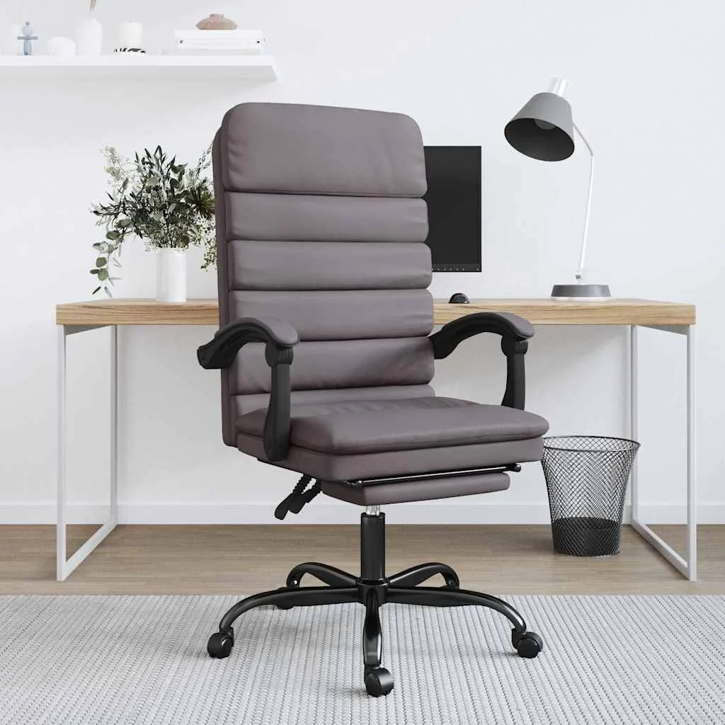 Fauteuil de massage inclinable de bureau 63 x 56 x 120 cm gris similicuir – modèle 3 – vue d’ensemble