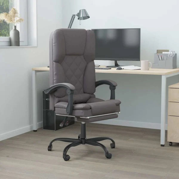 Fauteuil de massage inclinable de bureau 63 x 56 x 120 cm gris similicuir – modèle 5 – vue d’ensemble