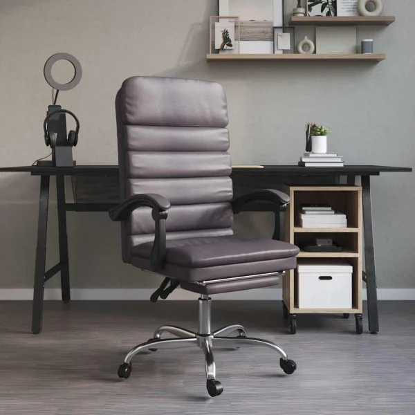 Fauteuil de massage inclinable de bureau 63 x 56 x 120 cm gris similicuir – modèle 6 – vue d’ensemble