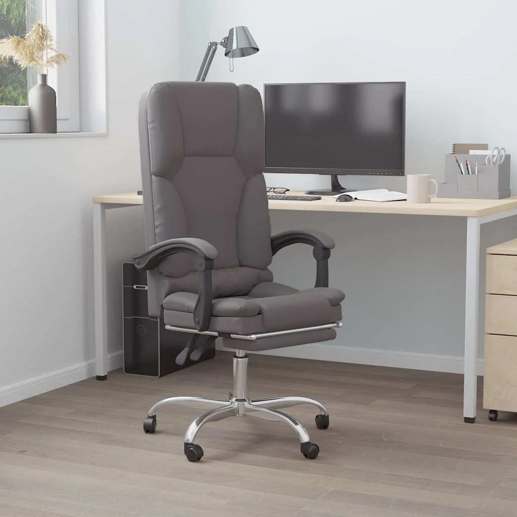 Fauteuil de massage inclinable de bureau 63 x 56 x 120 cm gris similicuir – vue d’ensemble